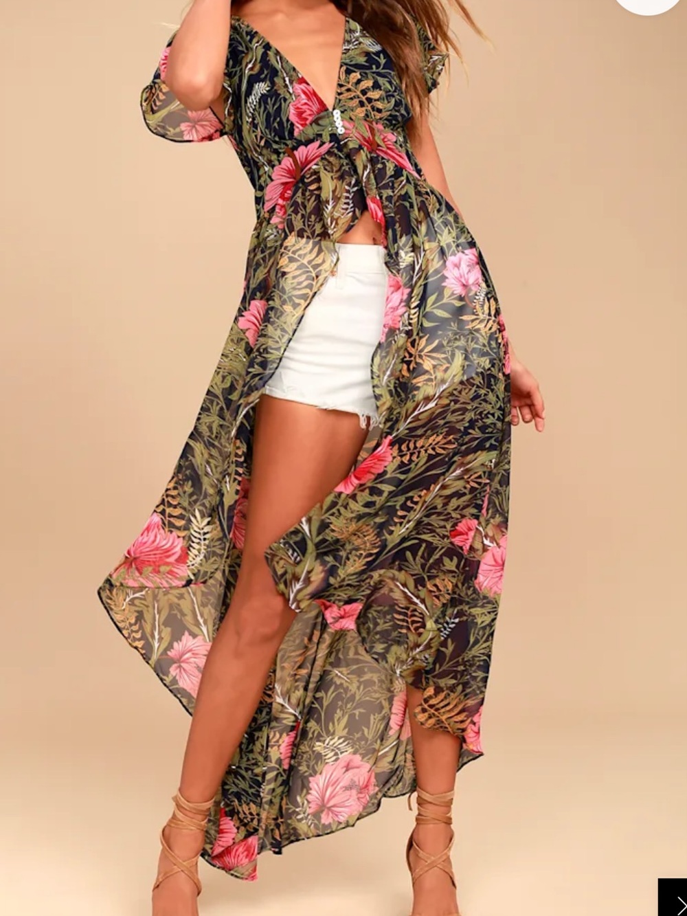 Lulu's Urban Garden Green Floral Print Maxi Top